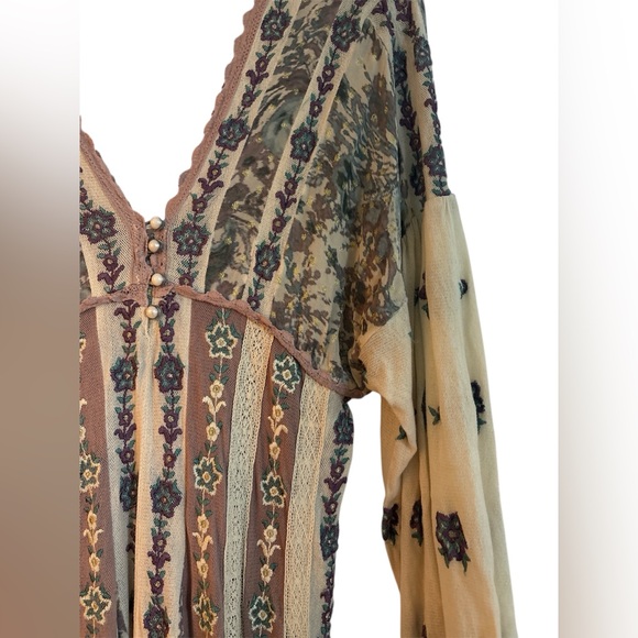 Anthropologie let me be floral embroidered lace dress S flowy bohemian $248 - Picture 9 of 13